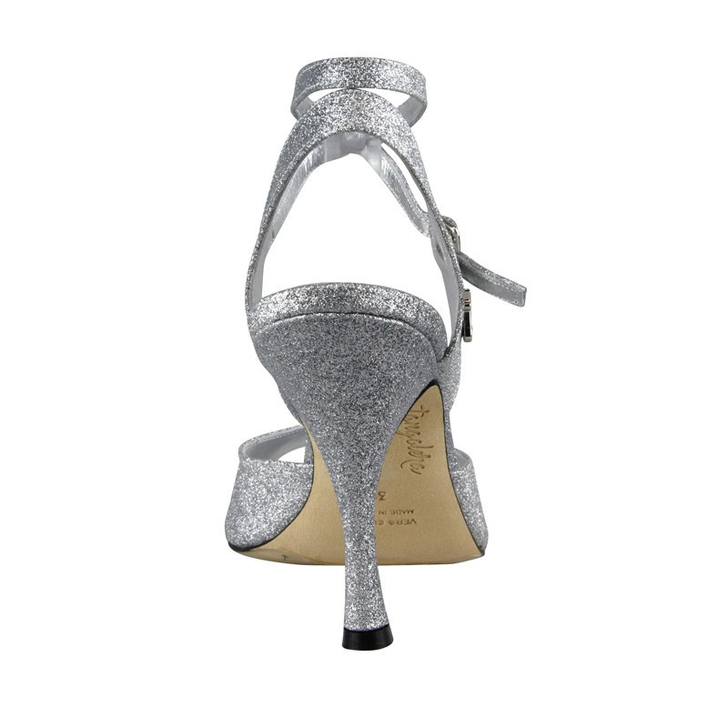 A31 Glitterino Argento heel 9 cm