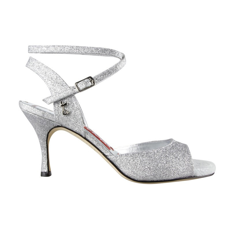 A31 Glitterino Argento heel 7 cm