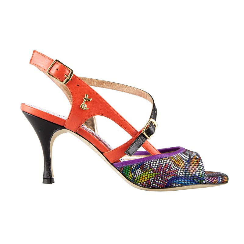 Woman tango shoes in multicolor printed leather | Tangolera Shoes ...