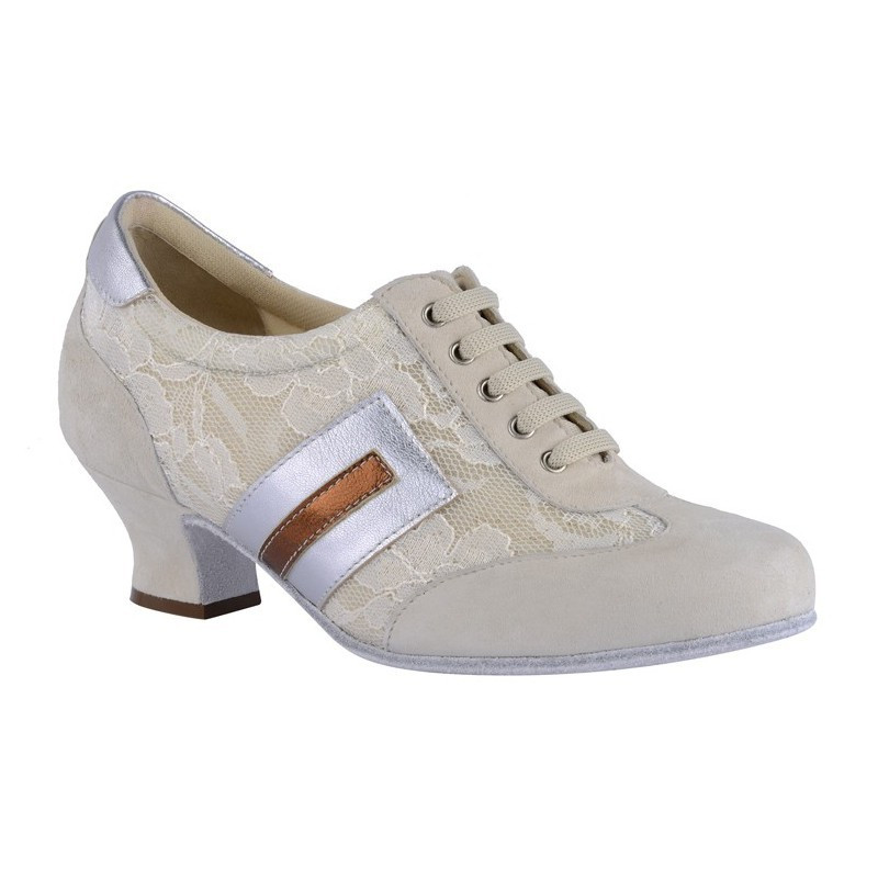 Pratica donna Pizzo Panna heel 4 cm