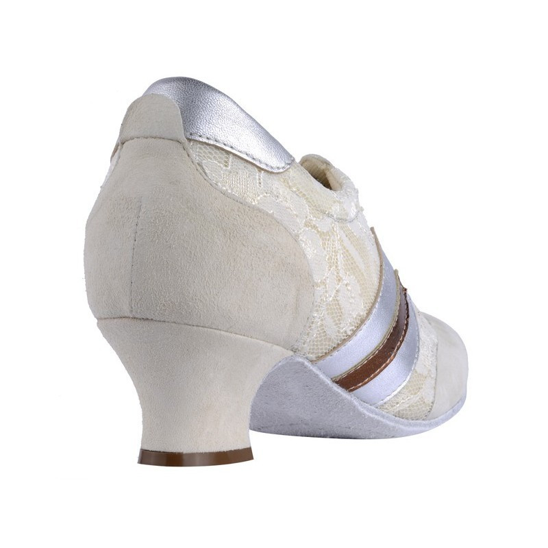 Pratica donna Pizzo Panna heel 4 cm