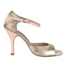 A8E Laminato Platino Glitter Rame Rosa Heel 9 cm con Small Flaw