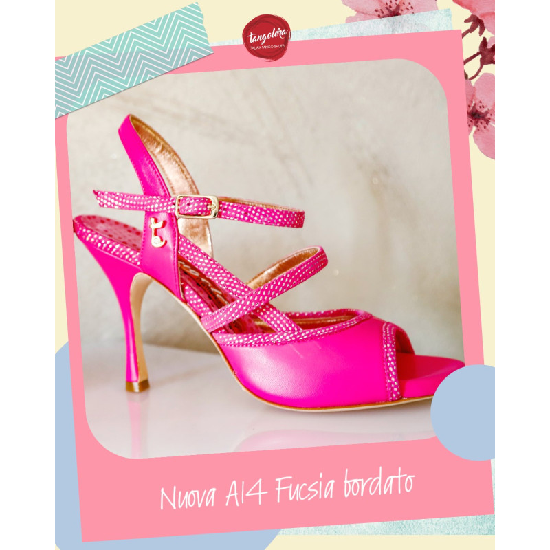 A14 Fucsia Bordato heel 8 cm