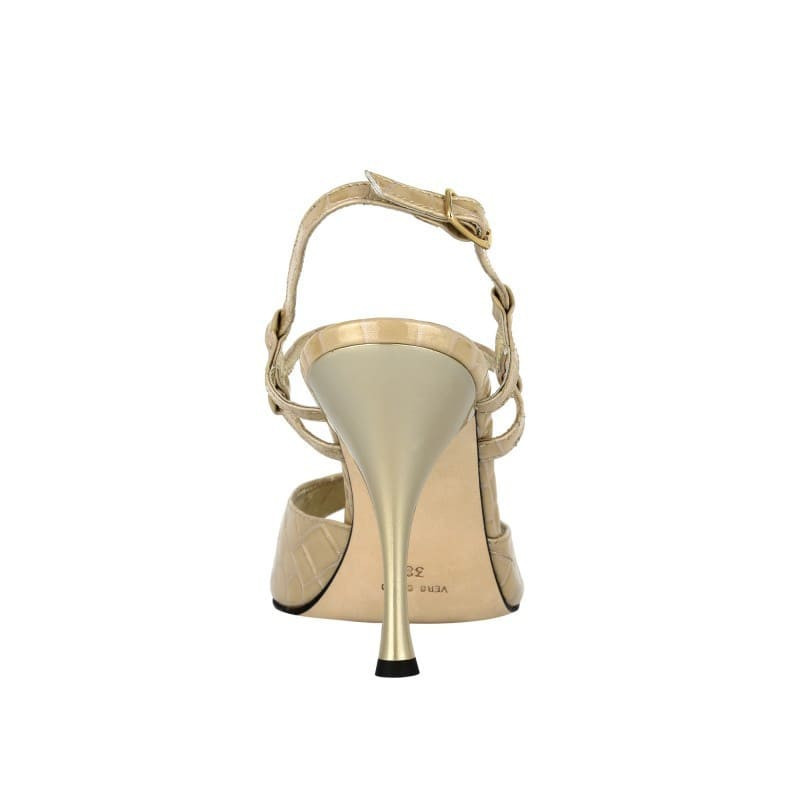 A12 Vernice stampa Cocco Beige heel 9 cm