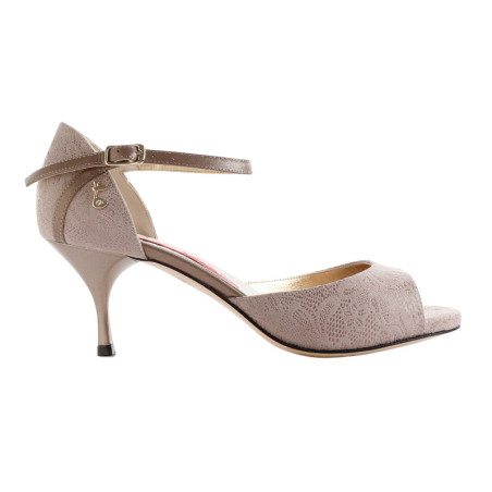 Buy A8 Camoscio Beige Stampa Fiori Heel 6 cm