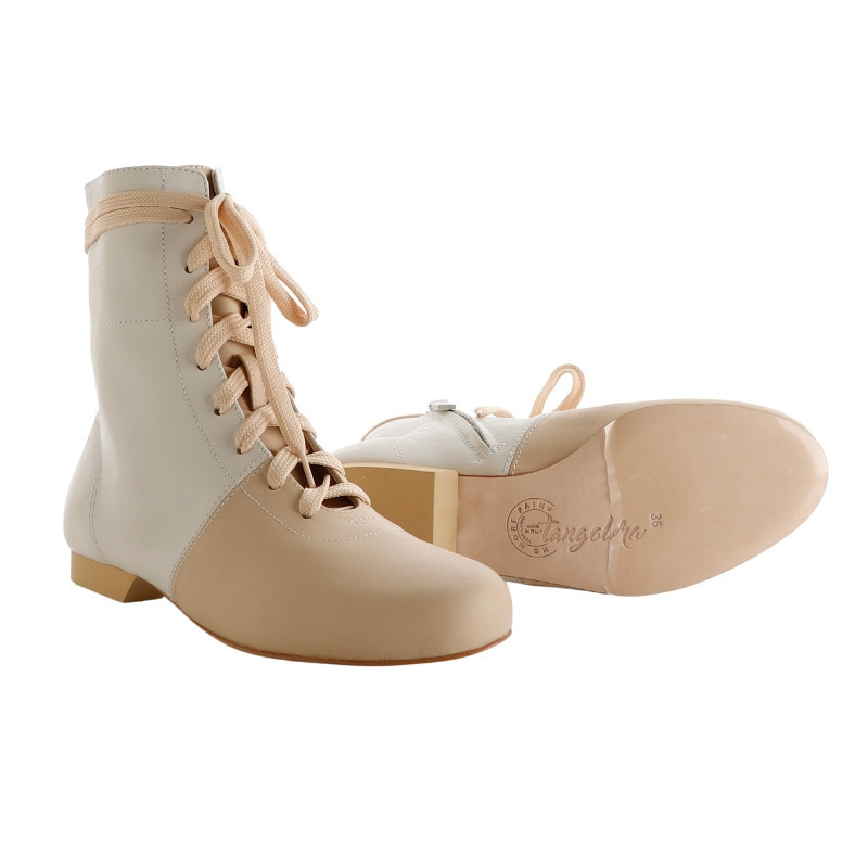 Women's tango shoe in cream and beige Nappa leather | Tangolera Shoes