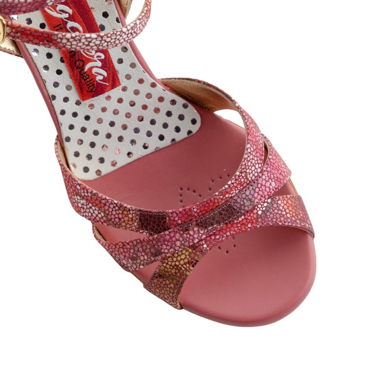 Women's tango shoe in pink flower print suede | Tangolera Shoes