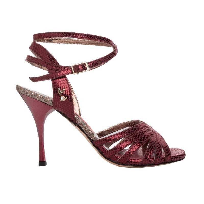 Women's tango shoe in Bordeaux colour A33CL Bordeaux Pitoncino Heel 7 cm| Tangolera Shoes