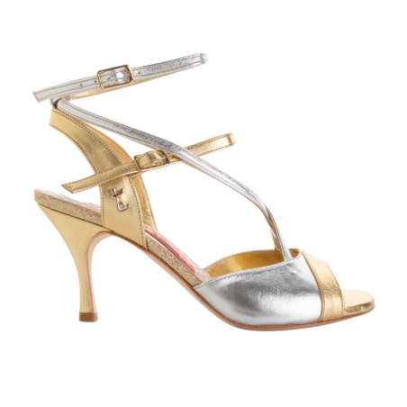 Women's tango shoe A50 Oro Argento Laminato Heel 7 cm | Tangolera Shoes