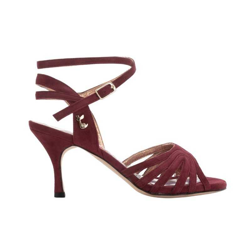 Tangolera A33 Bordeaux – Suede Tango Shoe with 7 cm Heel