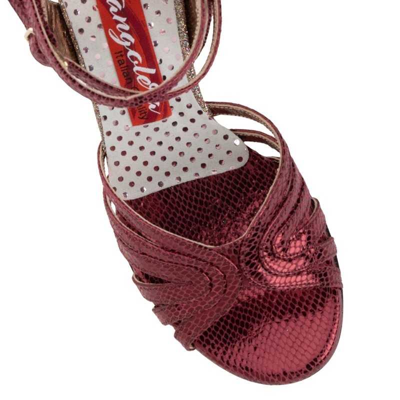 Women's tango shoe in Bordeaux colour  A33CL Bordeaux Pitoncino Heel 7 cm| Tangolera Shoes