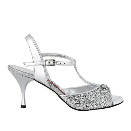 A1T Glitter Argento Heel 7 cm