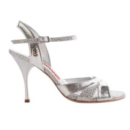 Women's tango shoe in silver laminate | Tangolera Shoes