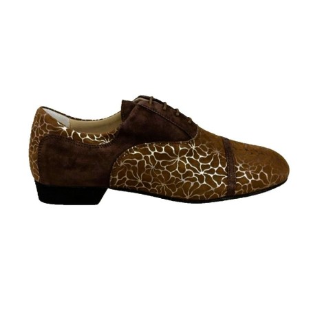 105 Camoscio Marrone Fiori Platino  SAMPLE